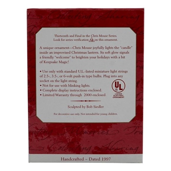 Hallmark 1997 Christmas Ornament Chris Mouse Luminaria Magic Series New - Picture 7 of 8